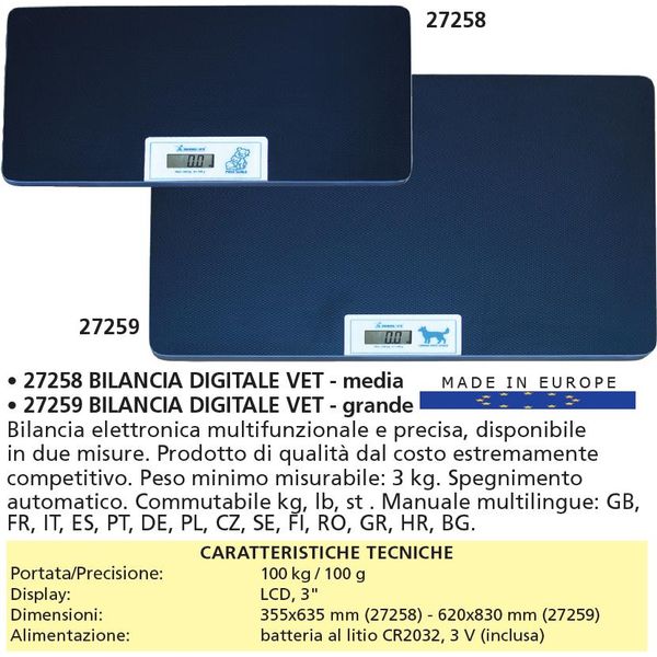 BILANCIA VETERINARIA PER ANIMALI GRANDE DIGITALE DISPLAY LCD - portata 100kg
