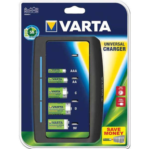 CARICATORE CARICABATTERIE UNIVERSALE 110/240V - VARTA - base di ricarica pile in 5ore