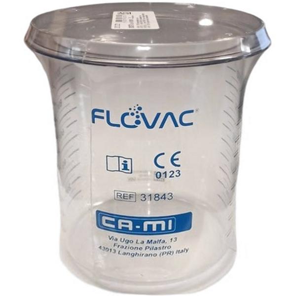 VASO FLACONE CON VALVOLA DA 1lt - autoclavabile - per sacca monouso Flovac cod. 28271