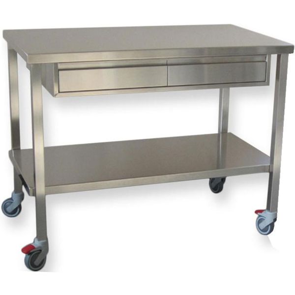 TAVOLO CHIRURGICO in acciaio inox - con ruote - 120x70xh.95cm