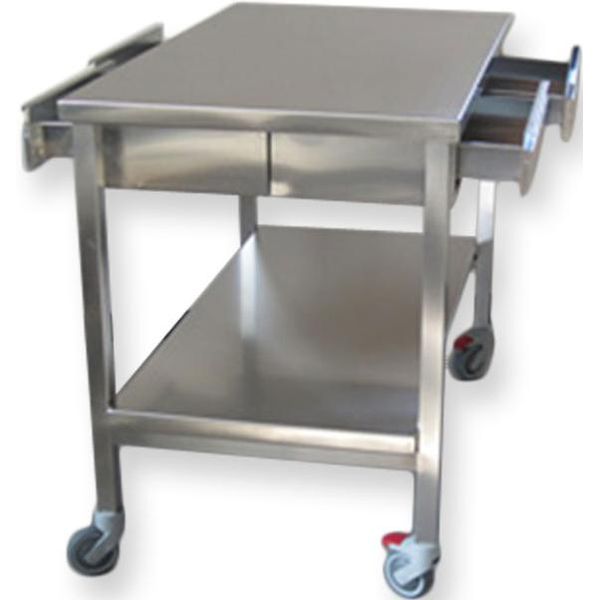 TAVOLO CHIRURGICO in acciaio inox - con ruote - 120x70xh.95cm