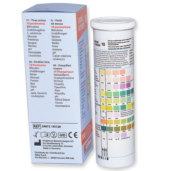 TEST ANALISI URINE / STRISCE URINE - 10 parametri - solo uso professionale - flacone conf.100pz