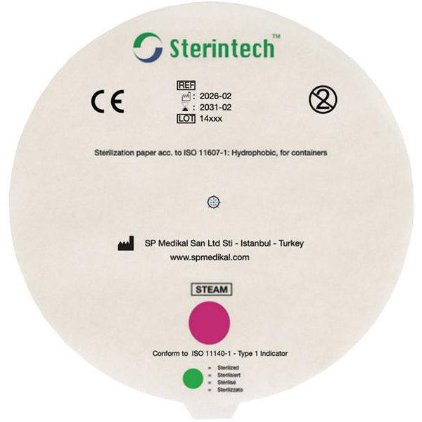 FILTRO IN CARTA MONOUSO Ø 18,6cm con indicatore - per container sterilizzazione - conf.100pz