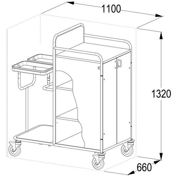 CARRELLO BIANCHERIA in legno laminato - 110x66xh.132cm