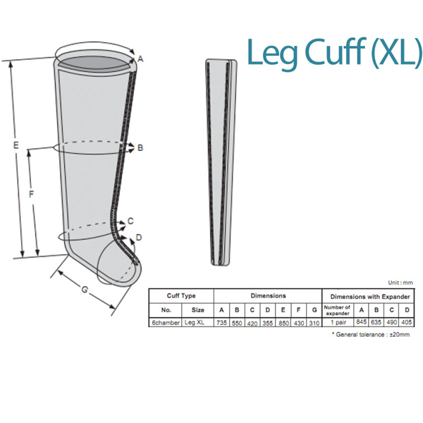 GAMBALE XL PER PRESSOTERAPIA - 6 camere - ricambio