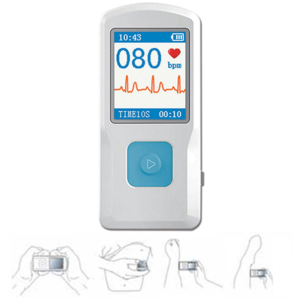 ECG MONOCANALE PALMARE PM10 - a colori - con Software e Bluetooth