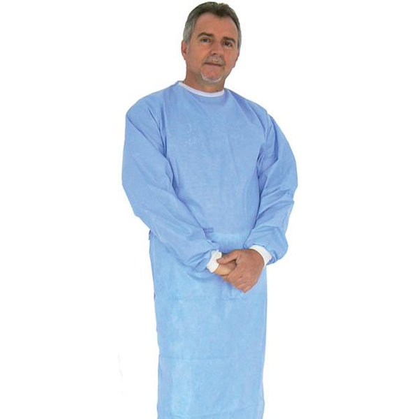 CAMICE CHIRURGICO MONOUSO STERILE 35g+2 tovagliette - impermeabile - azzurro - conf.30pz - varie misure