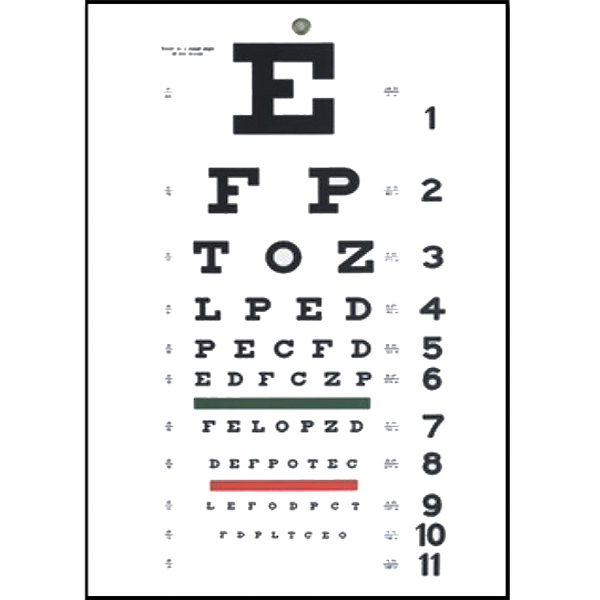 OTTOTIPO PEDIATRICO / TAVOLA OPTOMETRICA SNELLEN TRADIZIONALE - 28xh.56cm - distanza di lavoro 6,1m - non luminosa