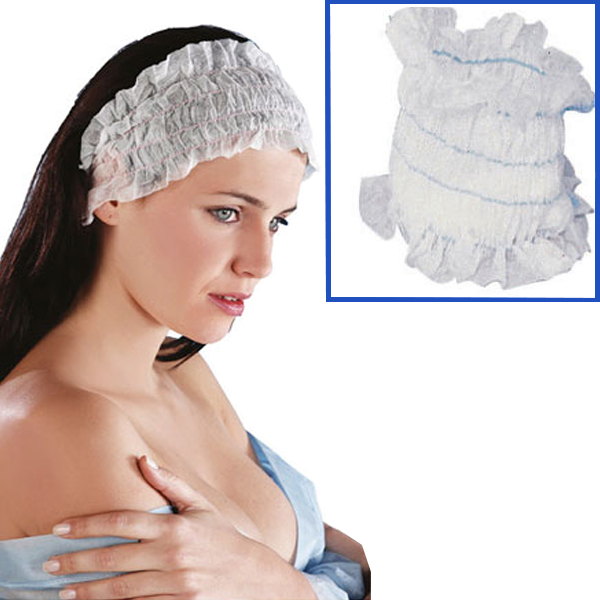 FASCIA / FASCETTA ELASTICA PER CAPELLI in tnt - per pulizia viso / trattamenti viso - imbustate singolarmente - conf.100pz
