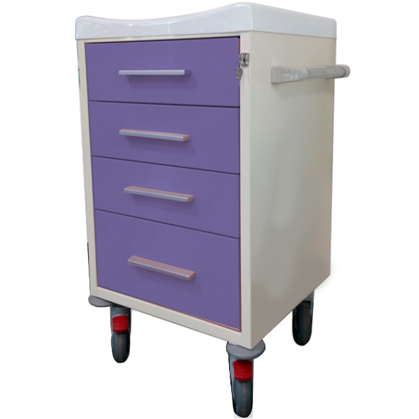 COMODINO CARRELLO SU RUOTE UTILITY CON 3 CASSETTI - 60x50xh.100cm - blu avio