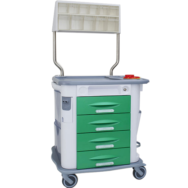 COMODINO CARRELLO SU RUOTE PER TERAPIA AURION CON 4 CASSETTI - 77,5x71xh.92cm - verde