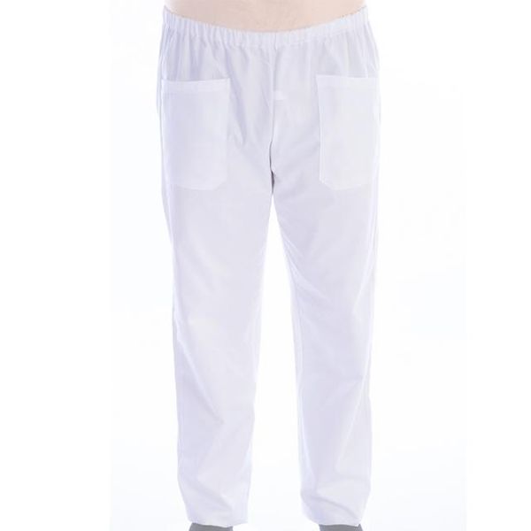 PANTALONE DOTTORE MEDICO INFERMIERE UNISEX in misto cotone - bianco - varie misure