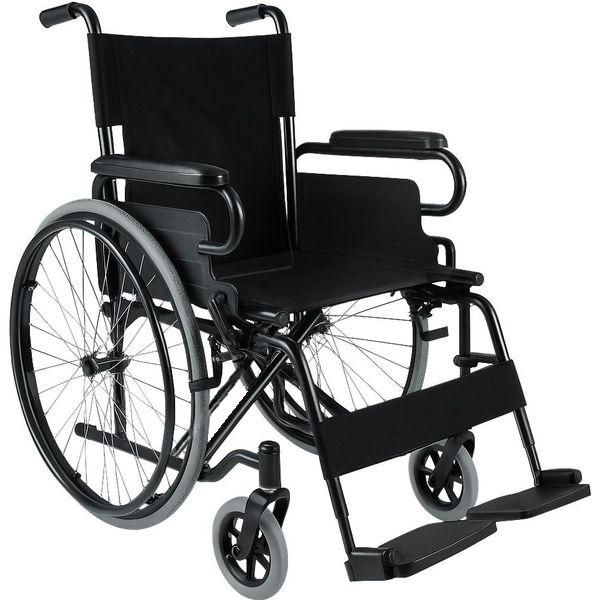 SEDIA A ROTELLE / CARROZZINA PIEGHEVOLE AD AUTOSPINTA BASIC - seduta 46cm - bracciolo fissi - ruote piene