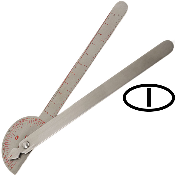 GONIOMETRO ROBINSON 180° PER MISURAZIONI DITA - in acciaio inox - classe I - 17,5cm