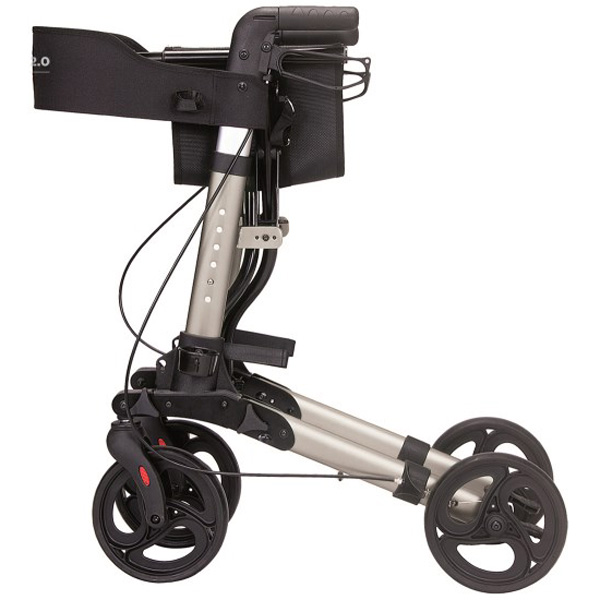 DEAMBULATORE PIEGHEVOLE DA ESTERNO / ROLLATOR OCEANO 2 - 4 RUOTE con freni - sedile schienale borsa - portata 136kg
