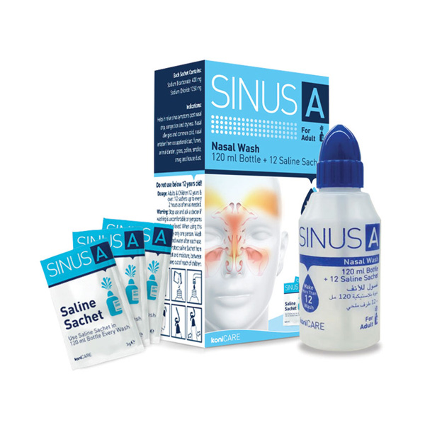 KIT LAVAGGIO NASALE SINUS A DA 120ml + 12 bustine - per adulti