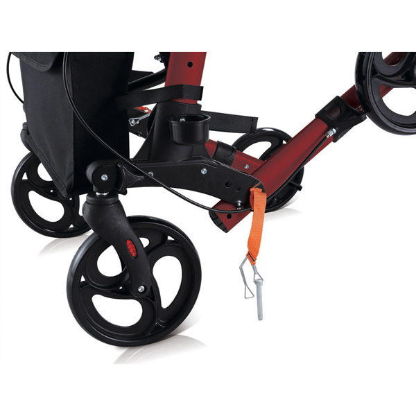 DEAMBULATORE PIEGHEVOLE DA ESTERNO / ROLLATOR COMPATTO - 4 RUOTE con freni - sedile schienale borsa - portata 136kg