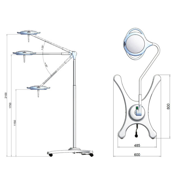 LAMPADA SCIALITICA  A LED PENTALED 28 - 120.000 lux - 5000° k - su carrello con batteria