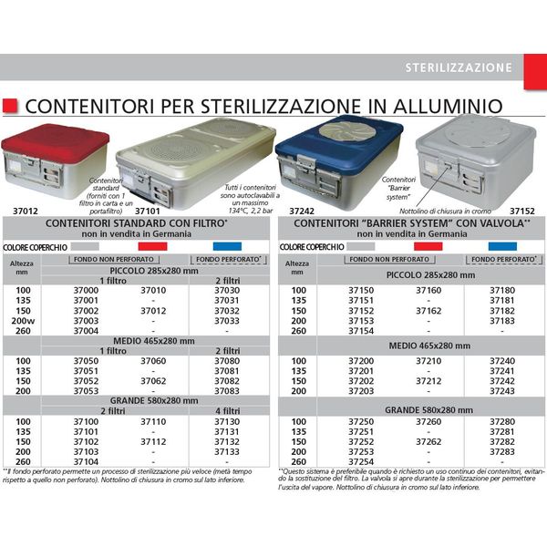 CONTENITORE / CONTAINER CON VALVOLA grande 580X280mm - h135mm - perforato - blu