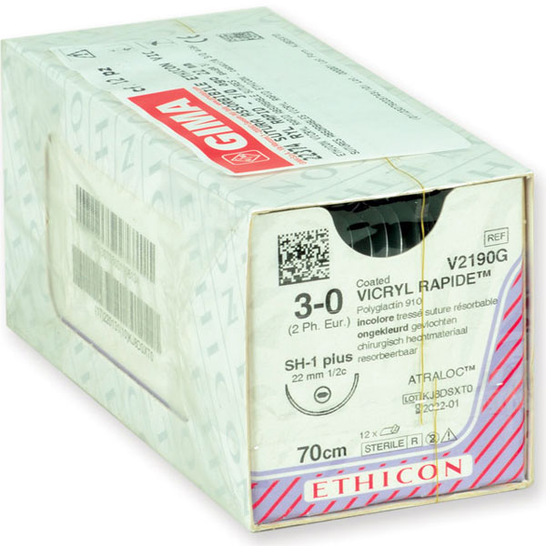 SUTURA ASSORBIBILE ETHICON VICRYL RAPID ASSORBIBILE in polyglactin 910 - lunghezza 70cm - conf.12pz - varie misure