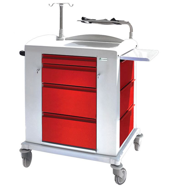 CARRELLO MULTIFUNZIONE EMERGENZA - 4 cassetti - 80x62x100cm