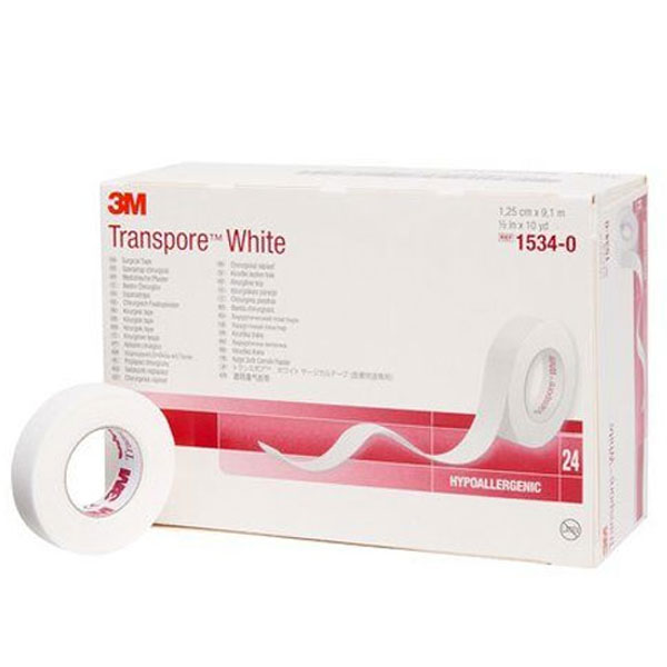 CEROTTO TRAFORATO CON SUPPORTO IN RAYON E POLIESTERE 3M™ Transpore™ bianco - 13mm.x9,14m - Conf.24pz