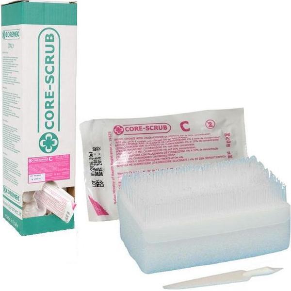 KIT SPAZZOLA SCRUB PVP-IODINE - completo di spazzola, spugna e pulisci-unghie - Conf.30pz