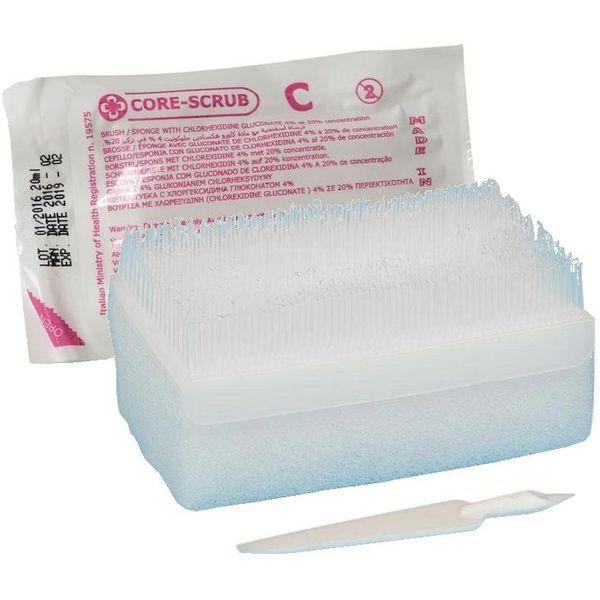 KIT SPAZZOLA SCRUB PVP-IODINE - completo di spazzola, spugna e pulisci-unghie - Conf.30pz