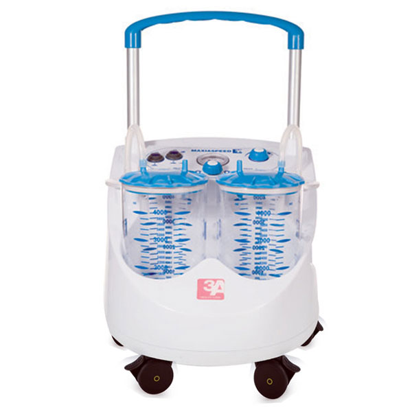 ASPIRATORE CHIRURGICO MAXI ASPEED SU ROTELLE - regolazione deviatore flusso - 230V - 2x4lt - 60lt/min + pedale