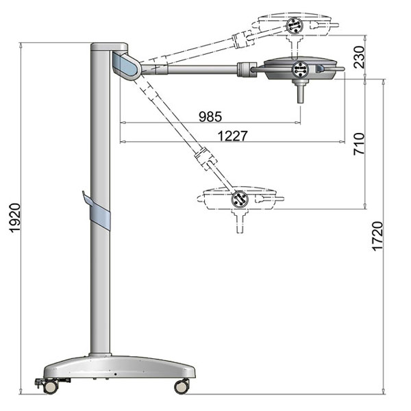 LAMPADA SCIALITICA A LED PENTALED 30E - 130.000 lux - 5000°K - potenza 299W - su carrello con batteria