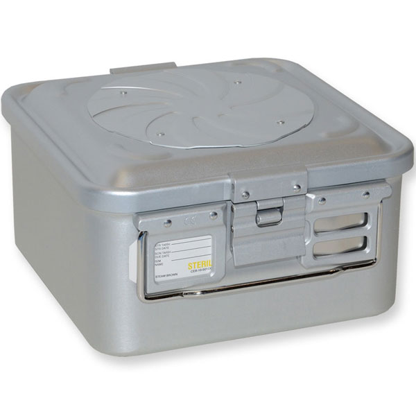 CONTENITORE / CONTAINER MOD. PICCOLO IN ALLUMINIO CON VALVOLA - 285x280x.h105mm - non perforato - grigio