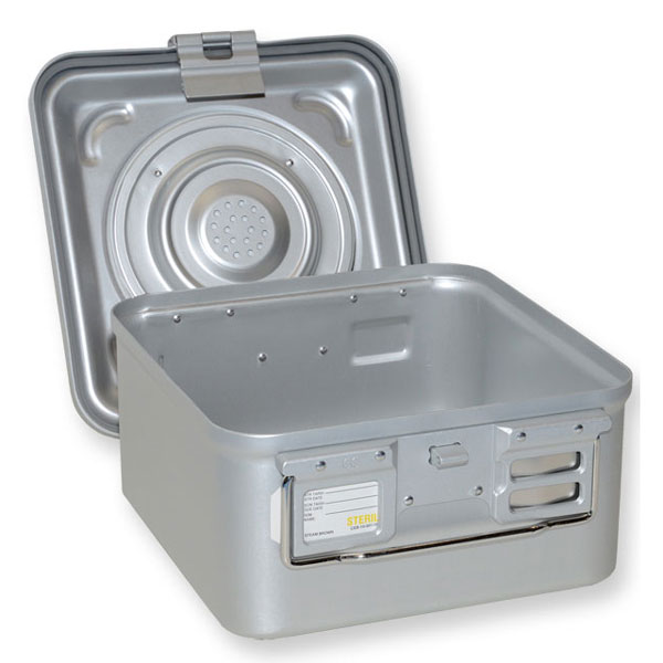 CONTENITORE / CONTAINER MOD. PICCOLO IN ALLUMINIO CON VALVOLA - 285x280x.h105mm - non perforato - grigio