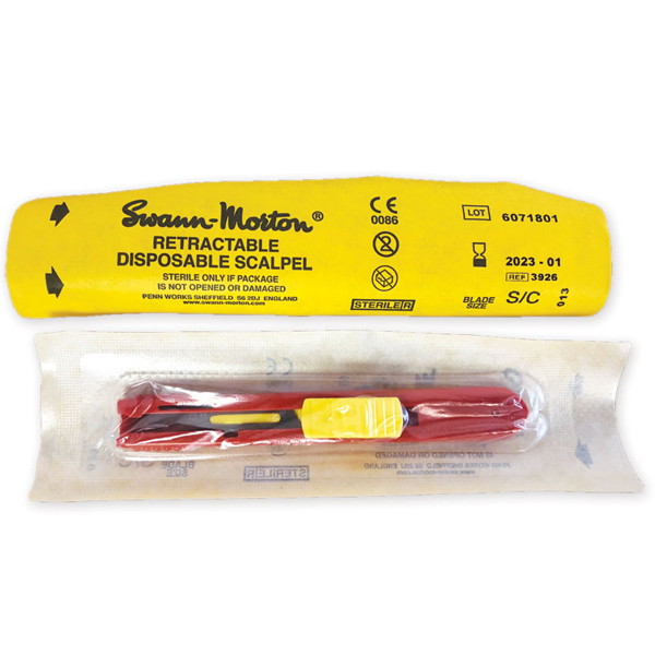 BISTURI / LEVAPUNTI DI SICUREZZA SWANN-MORTON LAMA RETRAIBILE S/S INOX - sterile - Conf.25pz