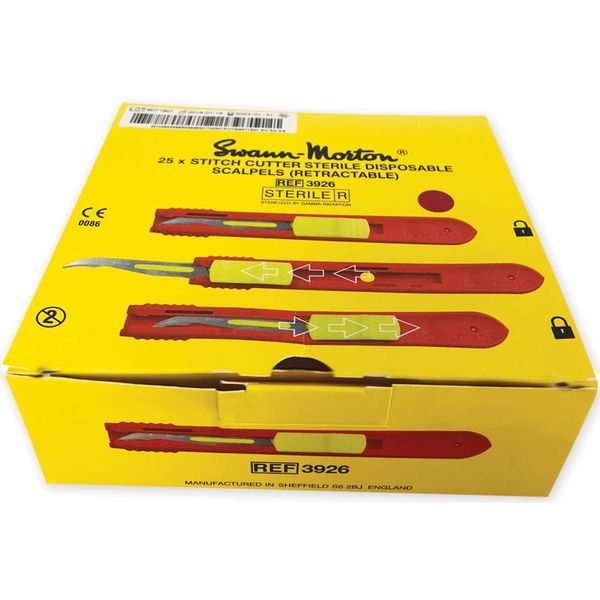 BISTURI / LEVAPUNTI DI SICUREZZA SWANN-MORTON LAMA RETRAIBILE S/S INOX - sterile - Conf.25pz