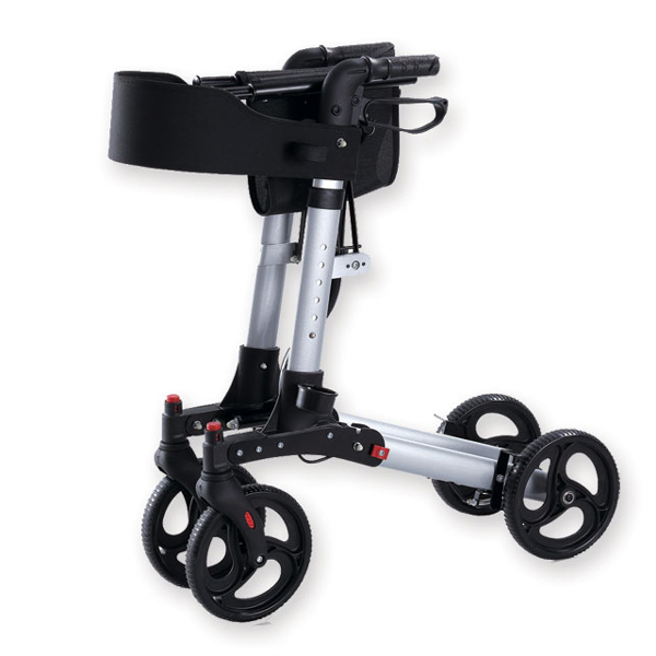 DEAMBULATORE PIEGHEVOLE STILISH DA ESTERNO / ROLLATOR - 4 ruote con freni mano - sedile cestello - portata 136kg