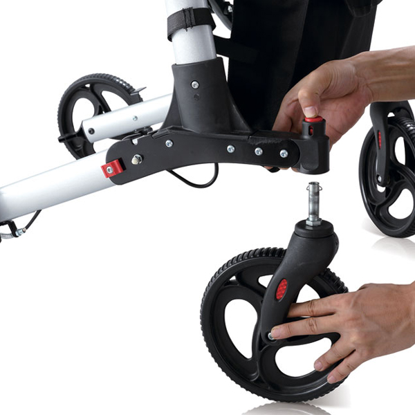 DEAMBULATORE PIEGHEVOLE STILISH DA ESTERNO / ROLLATOR - 4 ruote con freni mano - sedile cestello - portata 136kg