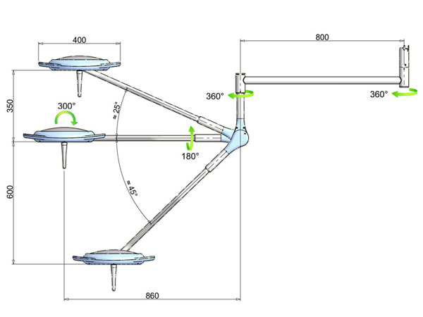 LAMPADA SCIALITICA A LED PENTALED 28 - 120.000 lux - 5000°K - da soffitto
