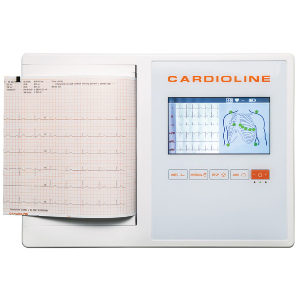 ELETTROCARDIOGRAFO / ECG CARDIOLINE 200L GLASGOW 12 DERIVAZIONI - 3/6/12 canali - display Touch Screen a colori
