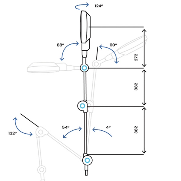 LAMPADA DA VISITA GIMANORD PLUS CON DIMMER LED - lente 3 diottrie - 2000 lux - potenza 16W - su carrello