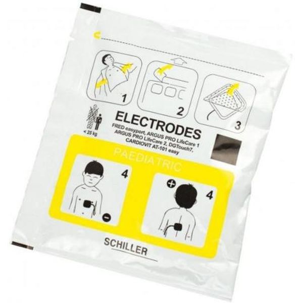 COPPIA PIASTRE ELETTRODI MONOPAZIENTE PER DEFIBRILLATORE DEFISIGN LIFE / SCHILLER FRED - pediatriche