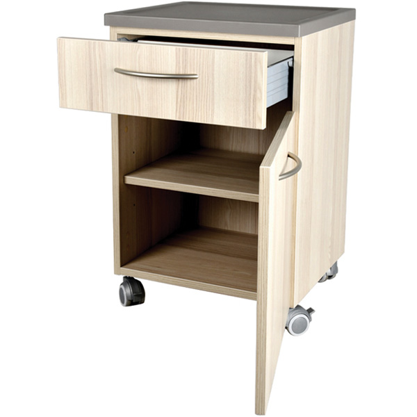 COMODINO CON CASSETTO ARTEMIDE in agglomerato di legno beige striato - 45x40xh.75cm