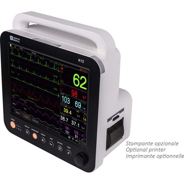 MONITOR MULTIPARAMETRICO GIMA K12 - display touchscreen 12" a colori -con ECG, CMRR, RESP, TEMP, NIBP, SpO2, CO2