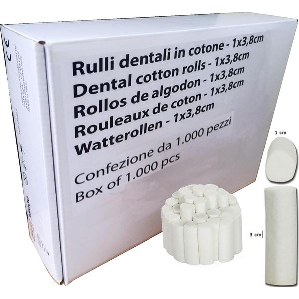 RULLI SALIVARI DI COTONE - diam.1x3,8cm - conf.1000pz