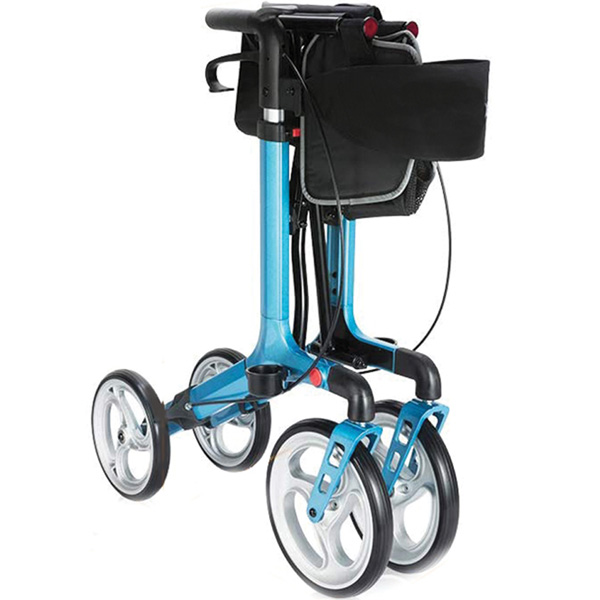 DEAMBULATORE PIEGHEVOLE LEGGERO DA ESTERNO / ROLLATOR - 4 ruote con freni mano - sedile cestello - portata 136kg