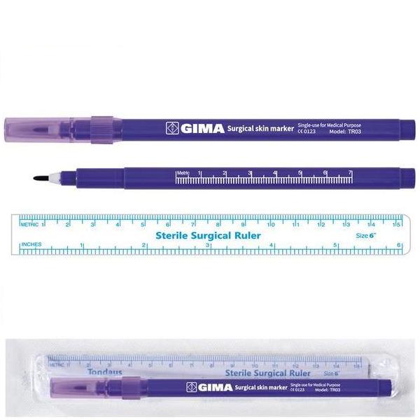 PENNA DERMATOLOGICA SINGOLA PUNTA CON RIGHELLO 15cm  - sterile - conf.100pz
