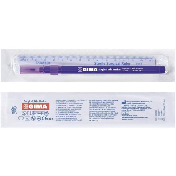 PENNA DERMATOLOGICA SINGOLA PUNTA CON RIGHELLO 15cm  - sterile - conf.100pz