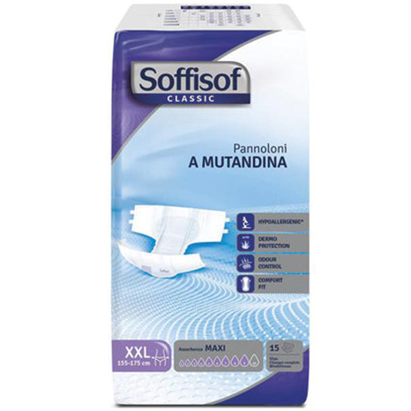 PANNOLONI ASSORBENTI PER INCONTINENZA ALTA SOFFISOFT CLASSIC - notte - conf.60pz - varie misure