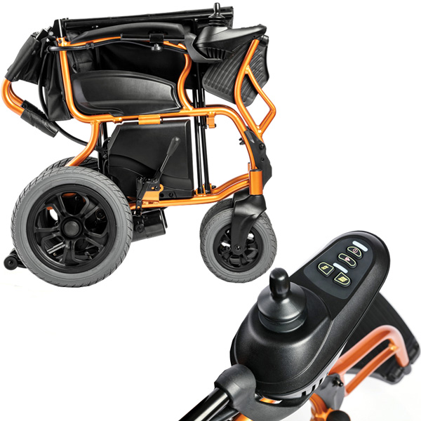 CARROZZINA ELETTRICA 24V 18Ah 130W - autonomia 20km - velocità 6 km/h - portata 100kg - seduta 44cm 