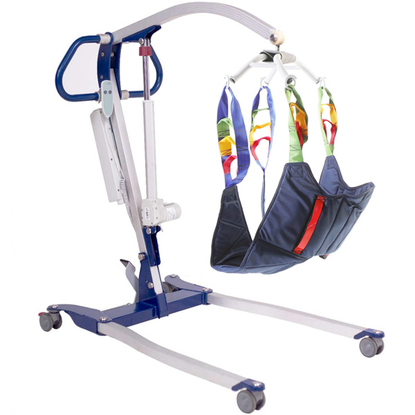 SOLLEVAMALATI ELETTRICO IN ALLUMINIO - max 150KG - apertura gambe a pedale - con imbracatura