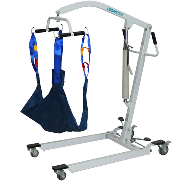 SOLLEVAMALATI IDRAULICO RIPIEGABILE - max 150Kg - apertura gambe a pedale - con imbracatura